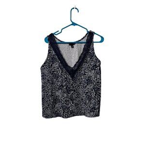 Tahari Lace V-Neck Pajama Top Navy Blue Large